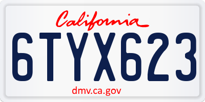 CA license plate 6TYX623