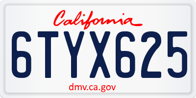 CA license plate 6TYX625