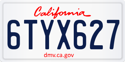 CA license plate 6TYX627