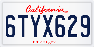 CA license plate 6TYX629