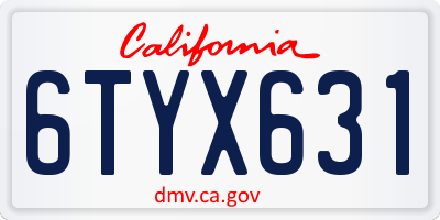 CA license plate 6TYX631