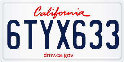 CA license plate 6TYX633