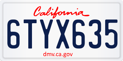 CA license plate 6TYX635
