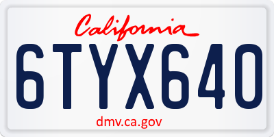 CA license plate 6TYX640