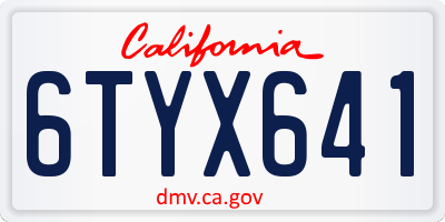 CA license plate 6TYX641