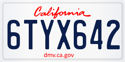 CA license plate 6TYX642