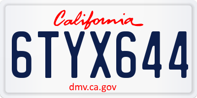 CA license plate 6TYX644