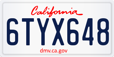 CA license plate 6TYX648