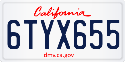 CA license plate 6TYX655