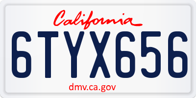 CA license plate 6TYX656