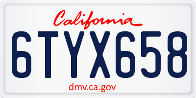 CA license plate 6TYX658