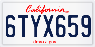 CA license plate 6TYX659