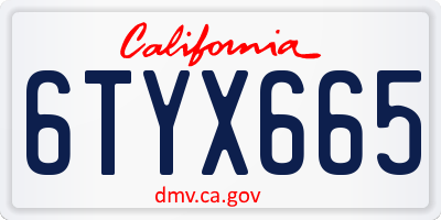 CA license plate 6TYX665
