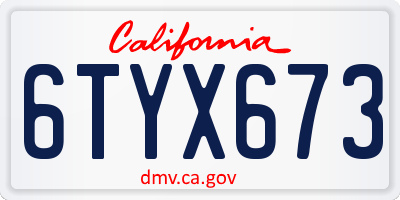 CA license plate 6TYX673