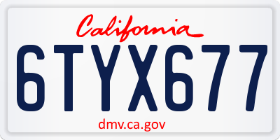 CA license plate 6TYX677