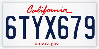 CA license plate 6TYX679