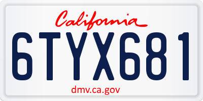 CA license plate 6TYX681