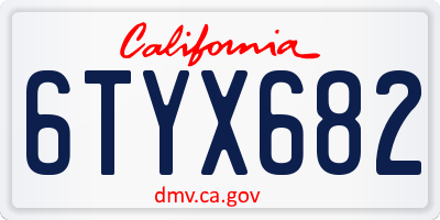 CA license plate 6TYX682