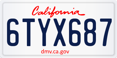 CA license plate 6TYX687