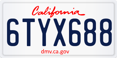 CA license plate 6TYX688