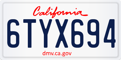 CA license plate 6TYX694