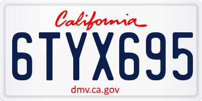 CA license plate 6TYX695