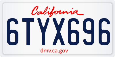 CA license plate 6TYX696