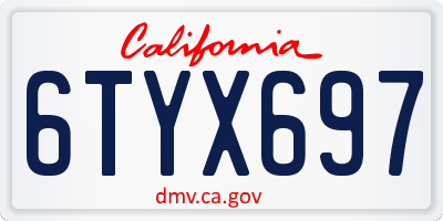 CA license plate 6TYX697