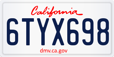 CA license plate 6TYX698