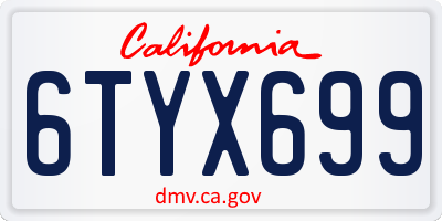 CA license plate 6TYX699