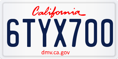 CA license plate 6TYX700