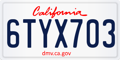 CA license plate 6TYX703