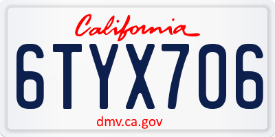CA license plate 6TYX706