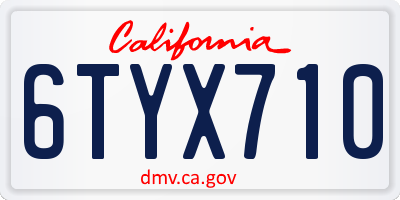 CA license plate 6TYX710