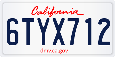 CA license plate 6TYX712