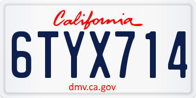 CA license plate 6TYX714