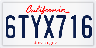 CA license plate 6TYX716