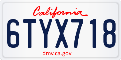 CA license plate 6TYX718