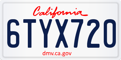 CA license plate 6TYX720