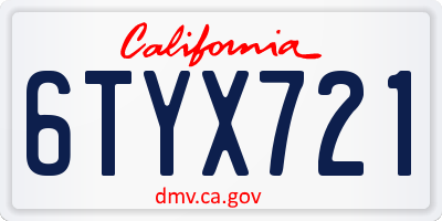CA license plate 6TYX721