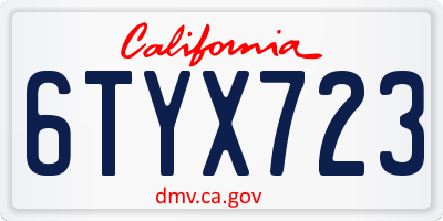 CA license plate 6TYX723