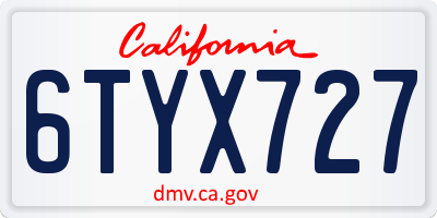 CA license plate 6TYX727