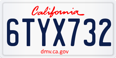 CA license plate 6TYX732