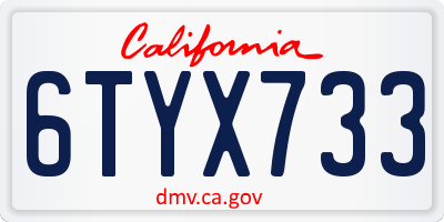 CA license plate 6TYX733