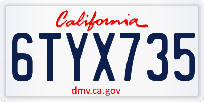 CA license plate 6TYX735