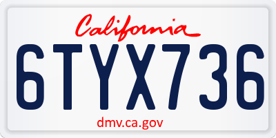 CA license plate 6TYX736