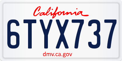 CA license plate 6TYX737