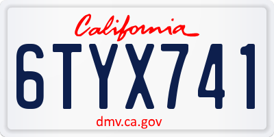 CA license plate 6TYX741