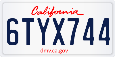 CA license plate 6TYX744
