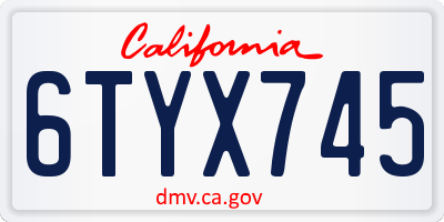 CA license plate 6TYX745
